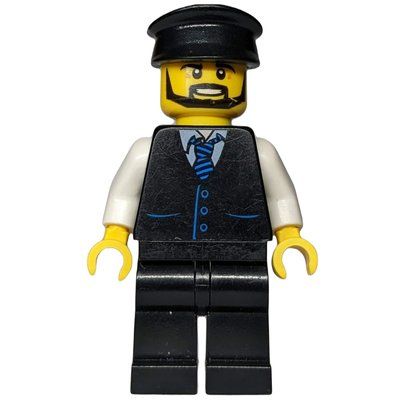 Minifigure Man, Black Vest with Tie, Black Hat, Beard del set 60102
