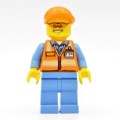 Figurine Ground Crew, Orange Safety Vest, Medium Blue Legs, Orange Cap, Orange Safety Glasses du set 60100