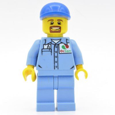 Figurine Ground Crew, Medium Blue Shirt with Octan Logo, Medium Blue Legs, Blue Cap, Goatee Beard du set 60100