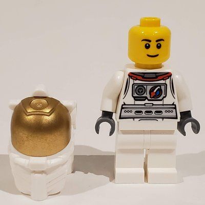 Figurine Astronaut, White, Diver Helmet, Gold Visor, Eyebrows du set 30315