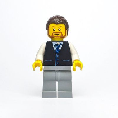 Figurine Man, Black Vest with Tie, Dark Brown Hair, Beard du set 3368