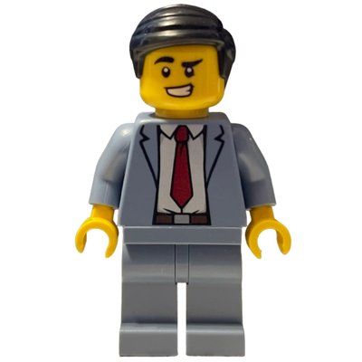 Figurine Man, Sand Blue Suit with Red Tie, Black Hair du set 60258