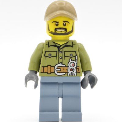 Figurine Volcano Explorer, Man, Olive Green Shirt, Sand Blue Legs, Dark Tan Cap, Beard du set 60124