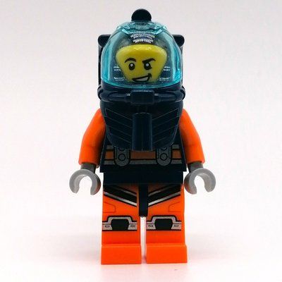 Figurine Diver, Man, Dark Blue and Orange Wetsuit, Dark Blue Diving Helmet with Visor du set 60265