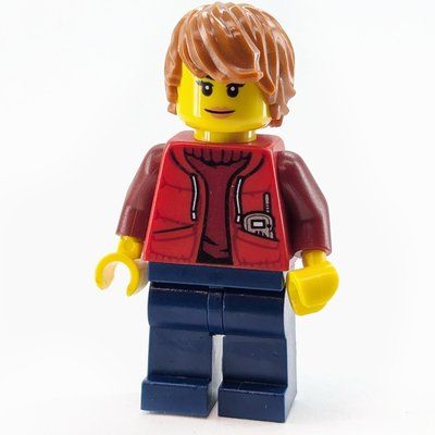 Figurine Marine Explorer, Woman, Open Red Jacket over Dark Red Sweater, Dark Orange Hair du set 60096