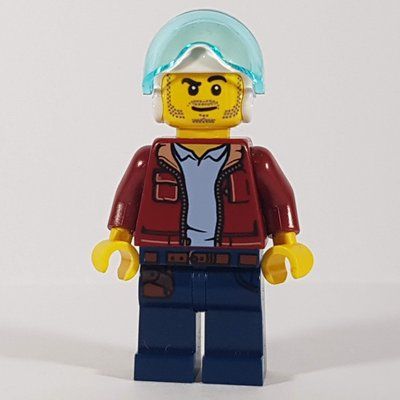 Figurine Marine Explorer, Open Dark Red Jacket, Dark Blue Legs, White Helmet with Visor, Stubble du set 60266