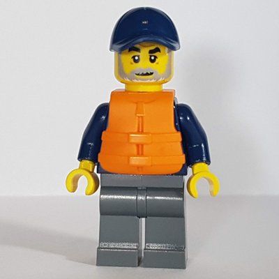 Figurine Marine Explorer, Dark Blue Shirt, Dark Bluish Gray Legs, Dark Blue Cap, Orange Life Vest du set 60266