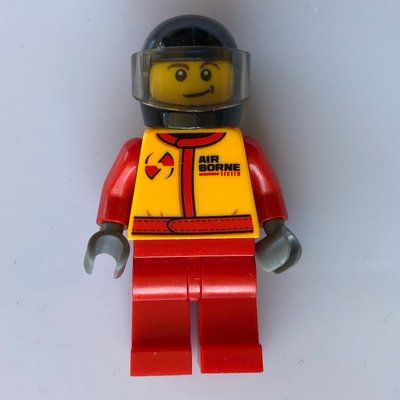Figurine Racer, Red and Orange Jumpsuit, Black Helmet with Visor du set 60027