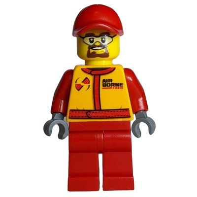 Figurine Racer, Red and Orange Jumpsuit, Red Cap, Goatee Beard and Safety Glasses du set 60027