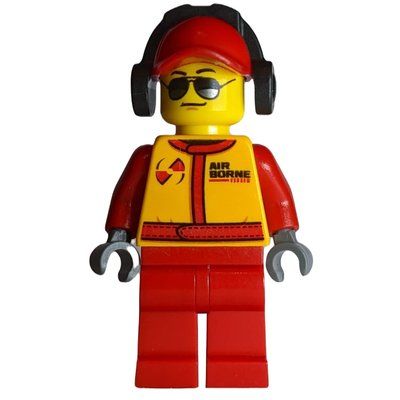 Figurine Racer, Red and Orange Jumpsuit, Red Cap with Ear Defenders, Sunglasses du set 60027