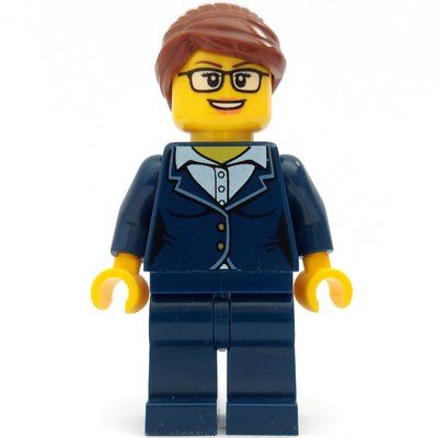 Figurine Woman, Dark Blue Suit, Reddish Brown Hair, Glasses du set 60134