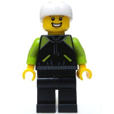 Figurine Man, Black and Lime Jacket, White Helmet du set 60134