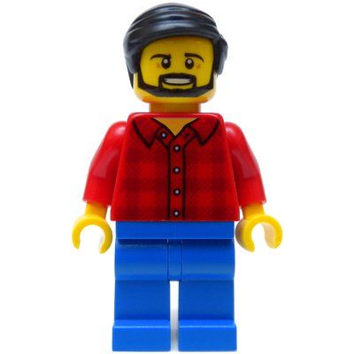 Figurine Man, Red Flannel Shirt, Blue Legs, Black Hair, Beard du set 60134