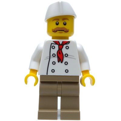 Figurine Chef, Red Neckerchief, Dark Tan Legs, Butchers Hat du set 60134