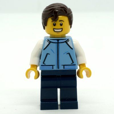 Minifigure Man, Medium Blue Jacket, Dark Blue Legs, Dark Brown Hair del set 60234
