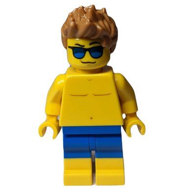 Figurine Man, Shirtless, Blue Swim Trunks, Medium Nougat Hair, Sunglasses du set 60153