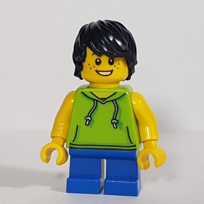Figurine Boy, Lime Hoodie, Short Blue Legs, Black Hair du set 60153