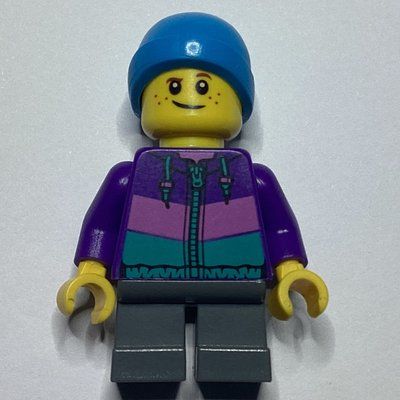 Figurine Boy, Dark Purple Jacket, Short Dark Bluish Gray Legs, Dark Azure Beanie Hat du set 60203