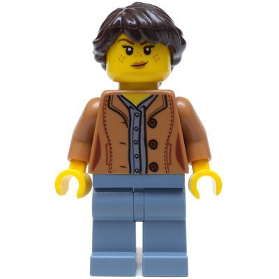 Figurine Woman, Medium Nougat Jacket, Sand Blue Legs, Dark Brown Hair du set 60202