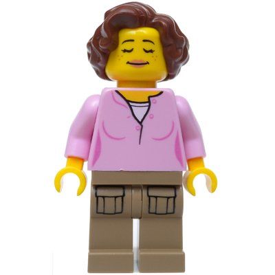 Figurine Woman, Bright Pink Top, Dark Tan Legs, Reddish Brown Hair du set 60202