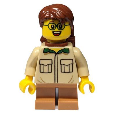 Figurine Boy, Tan Shirt, Short Medium Nougat Legs, Reddish Brown Hair, Backpack, Glasses du set 60202