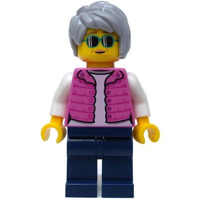 Figurine Woman, Dark Pink Jacket, Dark Blue Legs, Light Bluish Gray Hair du set 60202