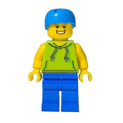 Figurine Man, Lime Hoodie, Blue Legs, Dark Azure Helmet du set 60253