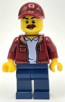 Figurine Man, Open Dark Red Jacket, Dark Blue Legs, Dark Red Cap, Moustache du set 60233
