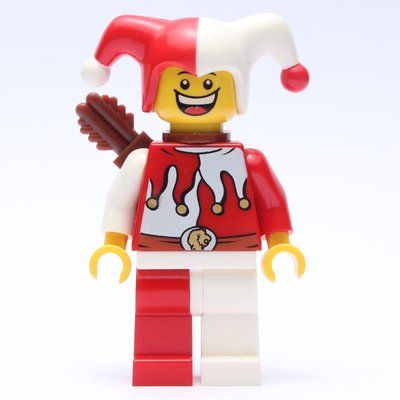 Minifigure Jester, Red and White, Quiver from set 853373
