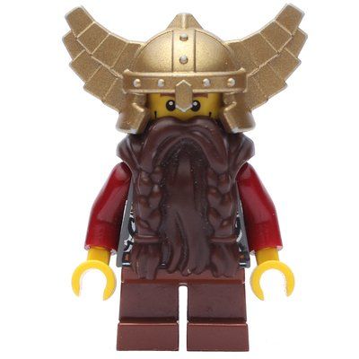 Figurine Dwarf, Dark Brown Beard, Metallic Gold Winged Helmet du set 852293