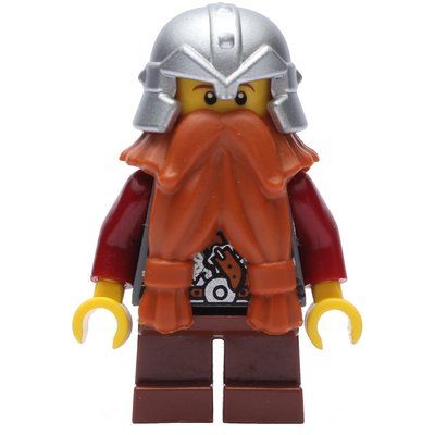Minifiguur Dwarf, Dark Orange Beard, Metallic Silver Helmet uit set 852702