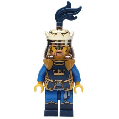 Minifigure King, Dark Blue, Gold Armor and Crown with Dark Blue Plume from set 7078