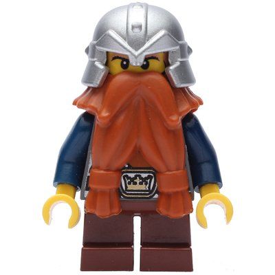 Figurine Dwarf, Dark Orange Beard, Metallic Silver Helmet, Printed Beard du set 7048