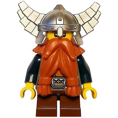 Minifigure Dwarf, Dark Orange Beard, Metallic Silver Helmet from set 7040