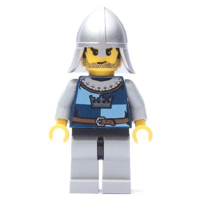 Minifigure Knight, Dark Blue, Helmet, Stubble and Printed Hair del set 7038