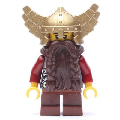 Figurine Dwarf, Dark Brown Beard, Metallic Gold Winged Helmet du set 7036