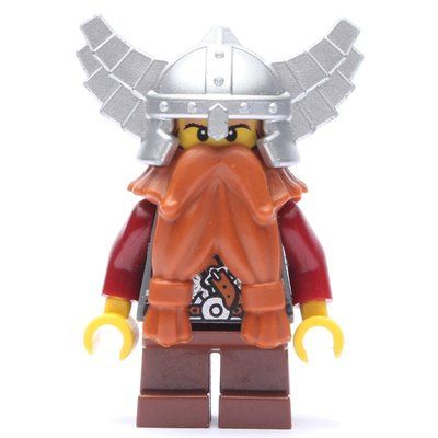 Figurine Dwarf, Dark Orange Beard, Metallic Silver Winged Helmet, Printed Beard du set 7036