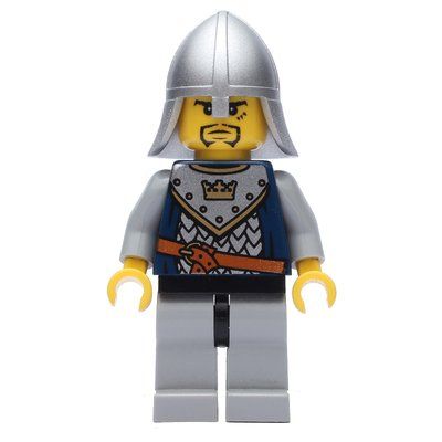 Minifiguur Knight, Dark Blue, Helmet, Goatee Beard and Printed Hair uit set 7029