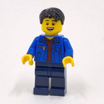Figurine Man, Open Blue Jacket over Dark Red Shirt, Dark Blue Legs, Black Hair du set 80105