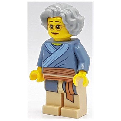 Figurine Woman, Sand Blue Tunic, Light Bluish Gray Hair, Glasses du set 80105