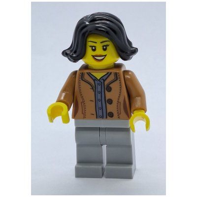 Figurine Woman, Medium Nougat Jacket, Light Bluish Gray Legs, Black Hair du set 80105