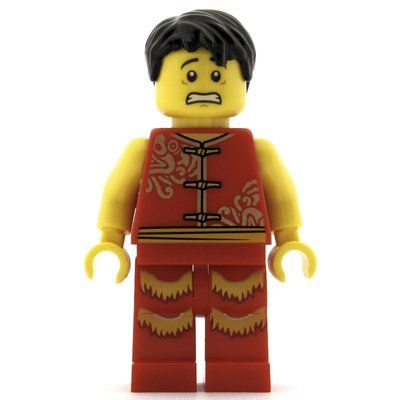Figurine Man, Red Robe with Ties, Black Hair du set 80104