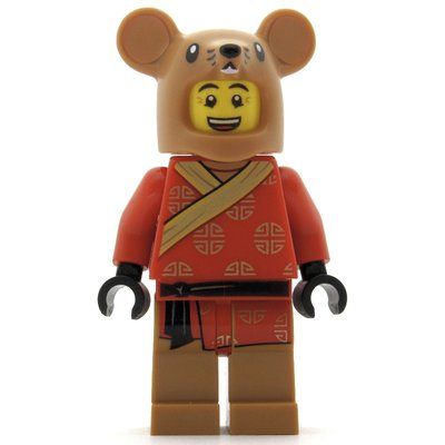 Figurine Man, Rat Costume Head, Red Robes with Black Sash Belt du set 80104