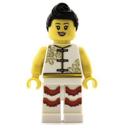 Figurine Woman, White Robes with Ties, White Legs, Black Hair du set 80104