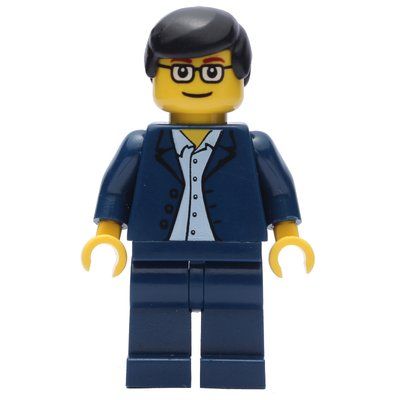 Minifigure Man, Dark Blue Suit, Black Hair, Glasses del set 4000012