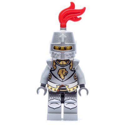Minifigure Lion Knight, Armour, Helmet with Red Plume (Flat Silver) del set 7947