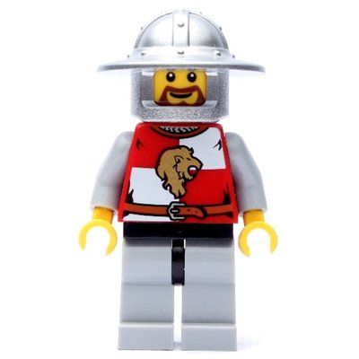 Minifigure Lion Knight, Wide Brim Helmet, Beard del set 7946