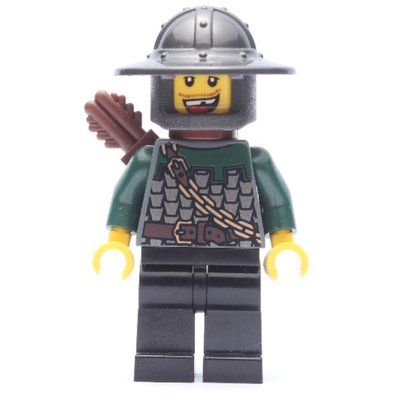 Figurine Dragon Knight, Archer, Dark Green, Wide Brim Helmet, Missing Tooth du set 7187