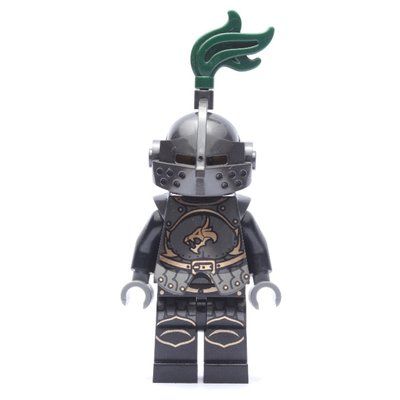 Figurine Dragon Knight, Black, Armor, Helmet with Dark Green Plume, Goatee Beard du set 7187