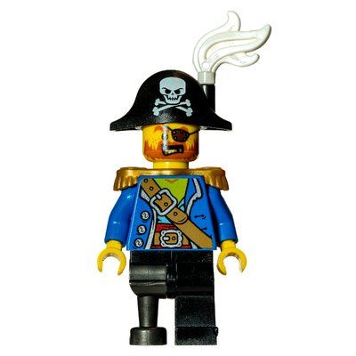 Figurine Pirate Captain, Blue Jacket, Peg Leg, Bicorne Hat with White Plume du set 31109